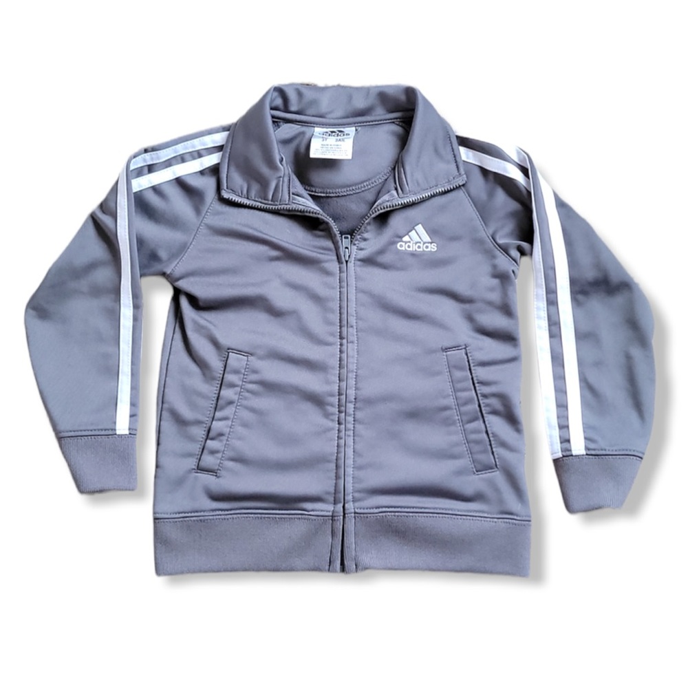 Adidas Sweatshirt Gray Zip Up Track Suit Jacket Kids Size 3T